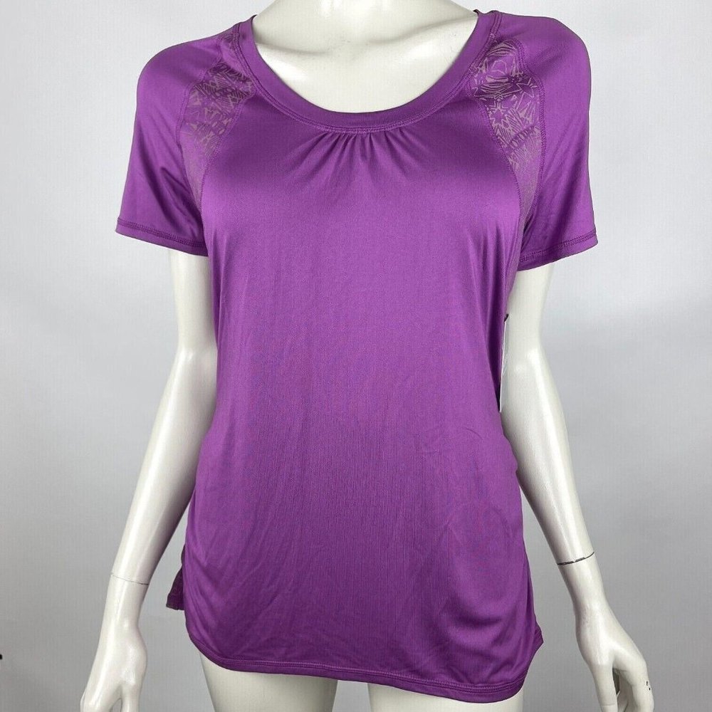 Athleta Northern Lights Reflective Short Sleeve Top Stretch Run GymWomen S M NWT